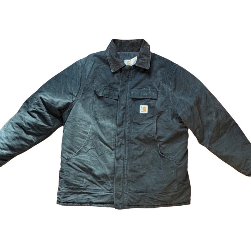 Vtg 2X Black C03 Carhartt Coat 90's Mens Quilt Lined Workwear Union Made USA